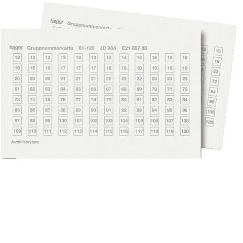Reapris Hager JD98A Gruppnummerkarta